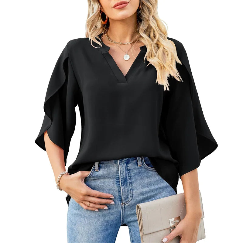 Women's Asymmetrical Blouses Top S-2XL T-Shirts